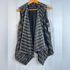 G By Giuliana Womens Faux Fur Draped Vest Size M Gray